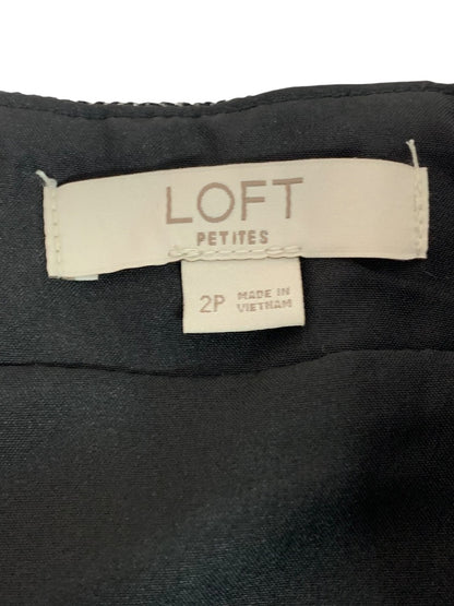 Size 2P Loft Petites Black Silver Herringbone A-Line Skirt