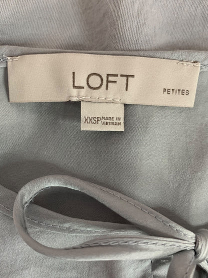 XXSP Loft Petites Womens Gray Satiny Pullover Blouse Ruffle Detail