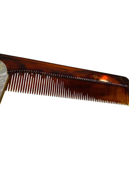 Vintage Folding Pocket Comb Ornate Carved Mother of Pearl 4.25"