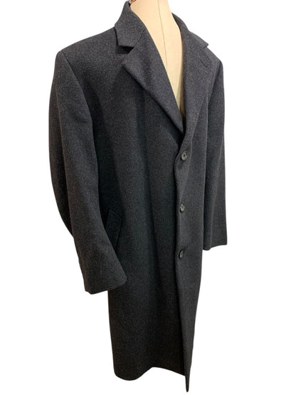 Size 42S Stafford Performance Mens Wool Blend Charcoal Overcoat Short