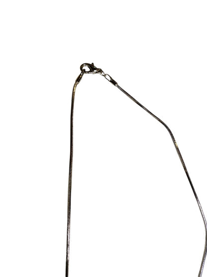 Silvertone Enameled Pendant Necklace 15" Snake Chain 2.5" Pendant
