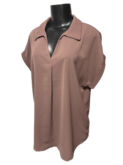 Large Gaharu Collared Cap Sleeve Womens Blouse New