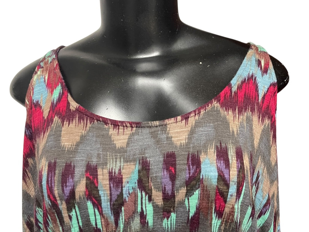 Small Ella Moss Cold Shoulder Flutter Sleeve Patterened Womens Top