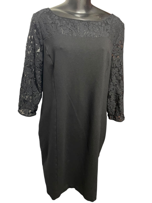 Size 16 Talbots Lace 3/4 Sleeve Back Zipper Dress Black