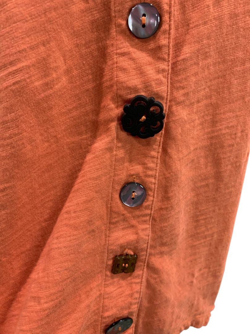 Medium Petite Soft Surroundings Jeweled Button Up Knit Shirt Top Womens