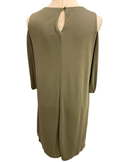 Small Luxology Olive Green New Shift Dress Cold Shoulder Detachable Necklace