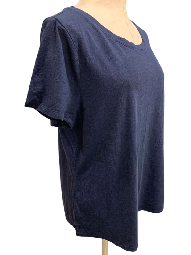 XL Talbots Womens Navy Blue Tshirt Short Sleeve Cotton Modal Blend