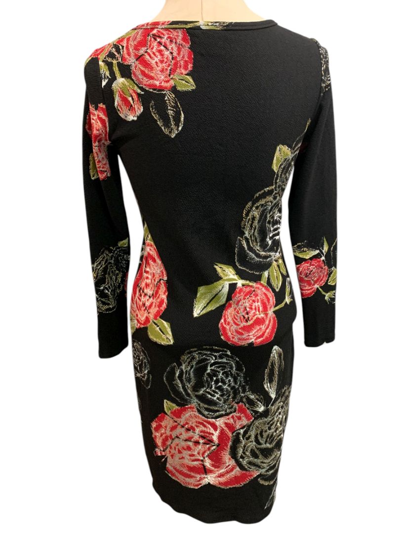 Small LulaRoe Elegant Debbie Fitted Stretch Rose Print Dress