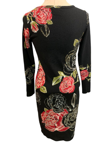 Small LulaRoe Elegant Debbie Fitted Stretch Rose Print Dress