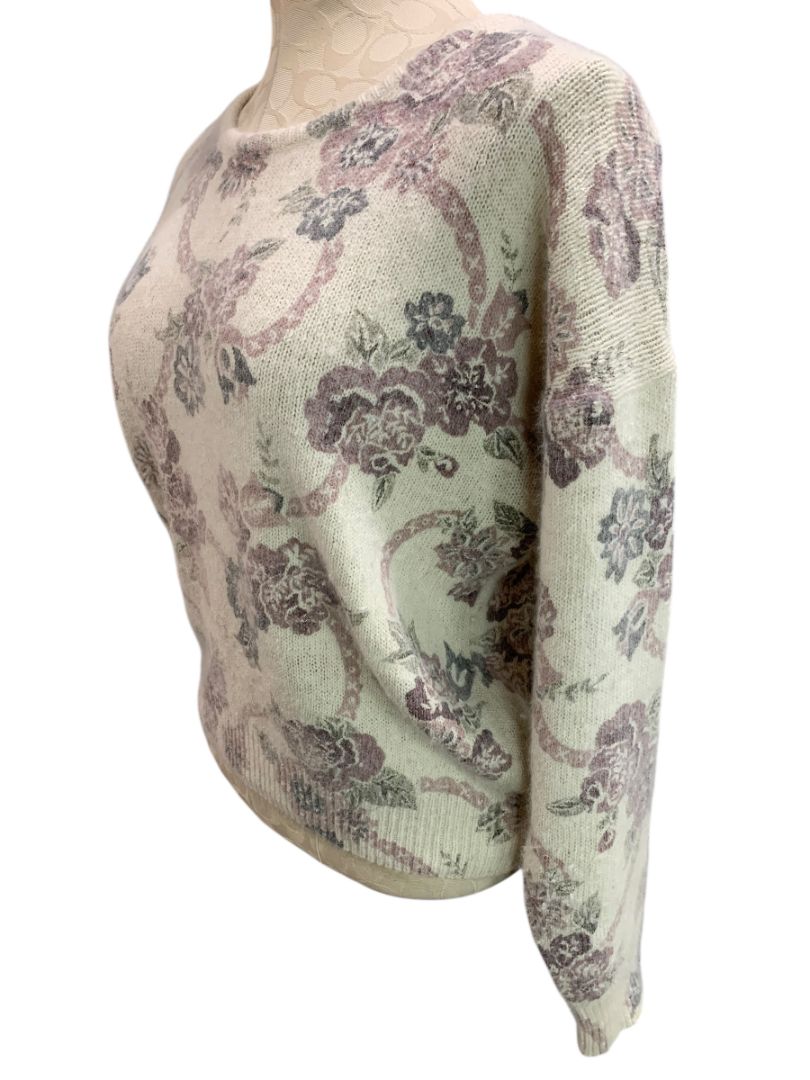 Medium Rachel Max Womens Silk Angora Blend Floral Sweater