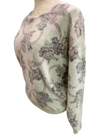 Medium Rachel Max Womens Silk Angora Blend Floral Sweater