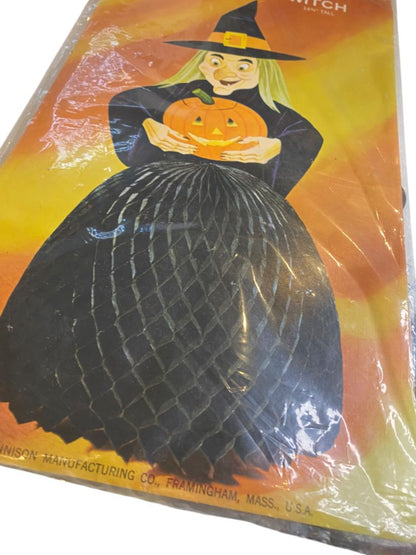 Vintage Dennison Halloween Witch Honeycomb Centerpiece 14.75" 83-603