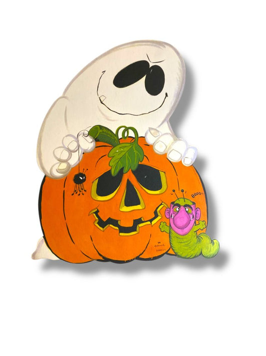 Vintage Hallmark Diecut Decoration Scary Ghost Caterpillar Spider 14"