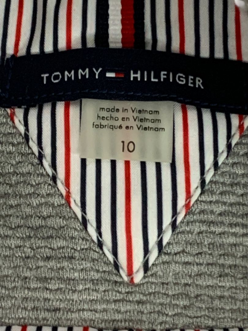 Size 10 Tommy Hilfiger Womens Gray Knit Blazer Elbow Patches