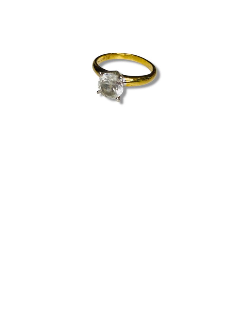 Vintage Size 8 Faux Diamond Ring 18k Gold Filled 7.5mm