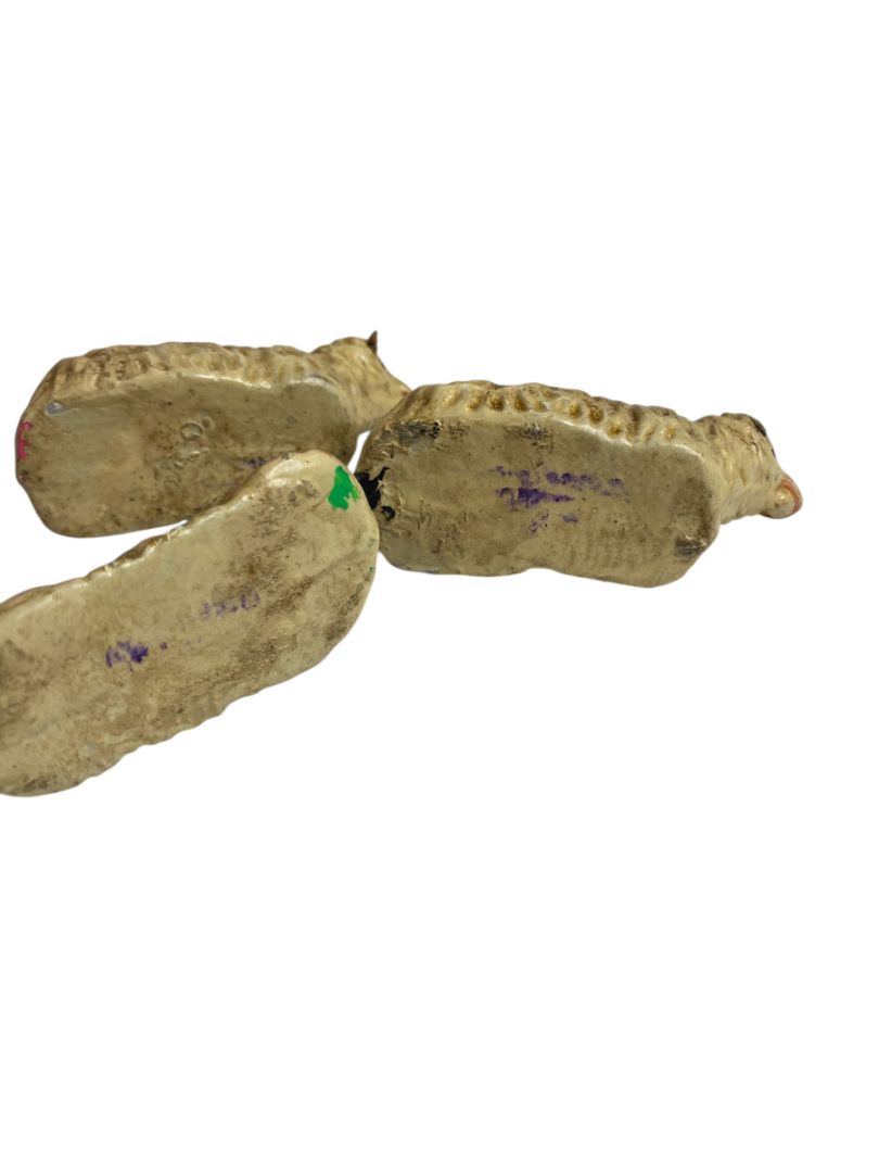 Vintage Three Sheep Hollow Plaster Nativity Figurine Western Germany 1.5" High