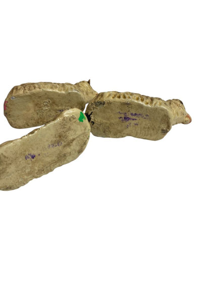 Vintage Three Sheep Hollow Plaster Nativity Figurine Western Germany 1.5" High