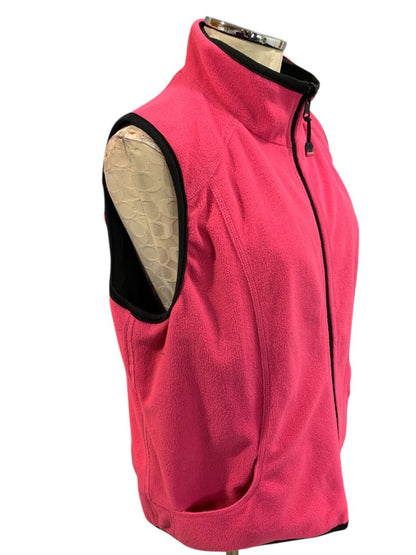 Size XL Oleg Cassini Sport Womens Reversible Fleece Pink Vest Full Zip