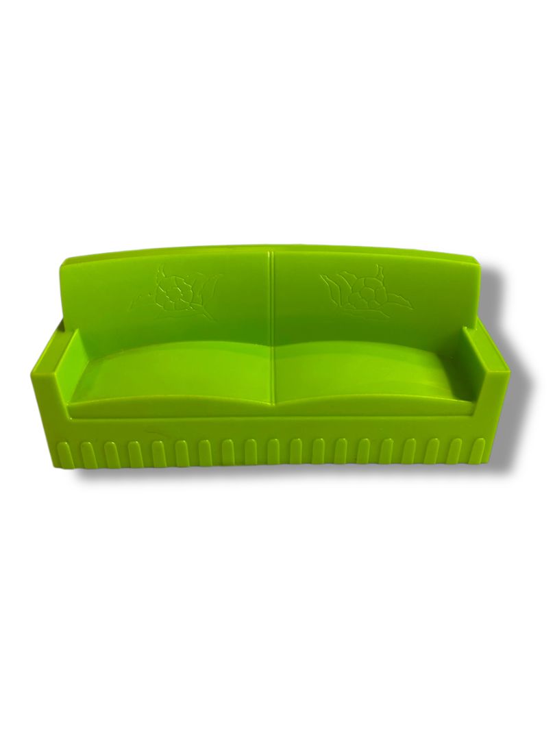 Vintage Plastic Dollhouse Miniature Lime Green Couch 4.75"l x 1.25"d x 2"