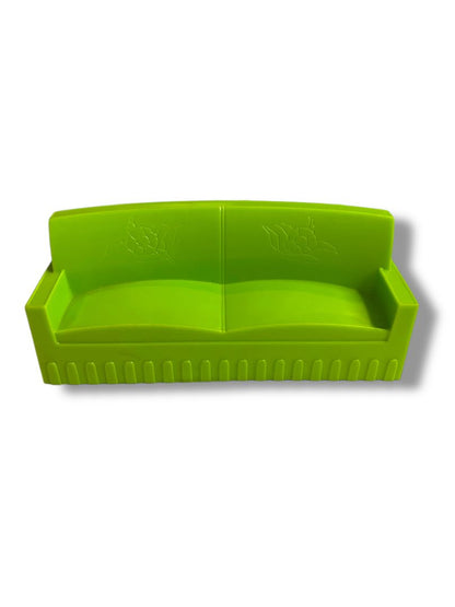 Vintage Plastic Dollhouse Miniature Lime Green Couch 4.75"l x 1.25"d x 2"
