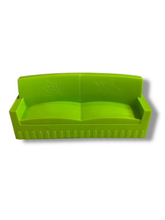 Vintage Plastic Dollhouse Miniature Lime Green Couch 4.75"l x 1.25"d x 2"
