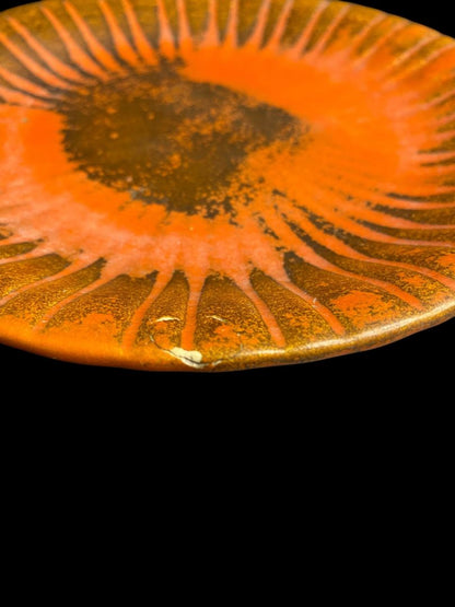 Midcentury Orange Brown 7" Plate Burst Pattern