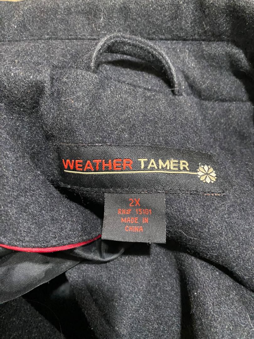 Size 2X Weather Tamer Womens  Wool Blend Coat Charcoal Dark Gray