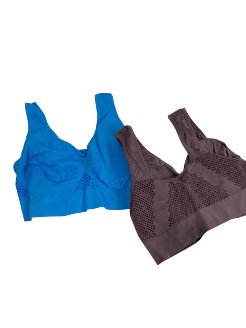 Size 1XL Set of 2 Womens Light Support Sports Bras Blue Purple