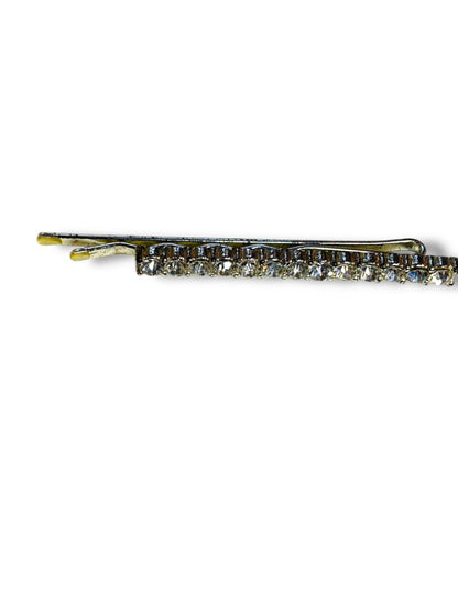 Vintage Rhinestone Bobby Pin Hair Accessory Silvertone 2.25"