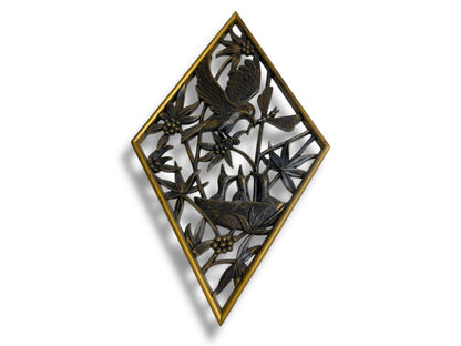 1970s Burwood Homco Wall Plaque Baby Birds Nest Diamond 16.75"h x 10.25"