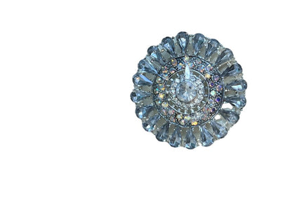 NEW Silver Tone Rhinestone EsMor Statement Flower Brooch Round