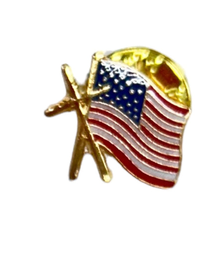 American Flag Lapel Pin Cross on Prayer Card  "Prayer for Our Country