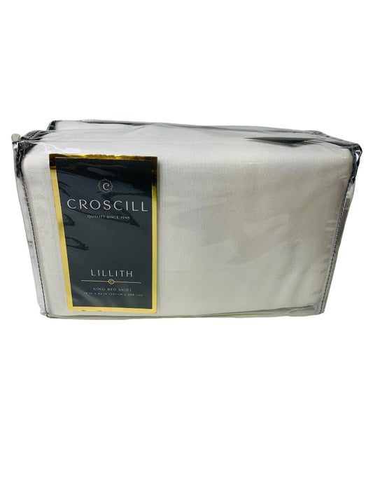 Croscill Lillith White Dove King Bed Skirt 79" X 82" + 15" Drop