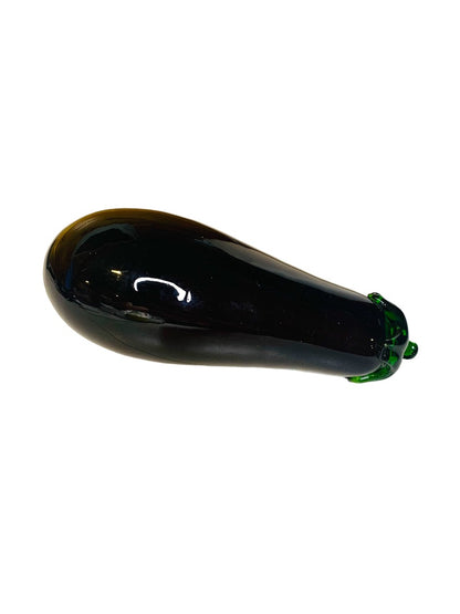 Art Glass Decorative Purple Green Eggplant Fruit 6.5" Kitchen Decor