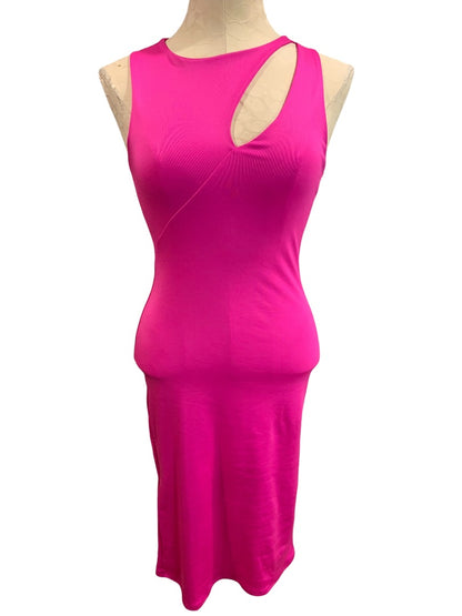 Small Gaze Hot Pink New Bodycon Dress Offset Keyhole Neckline