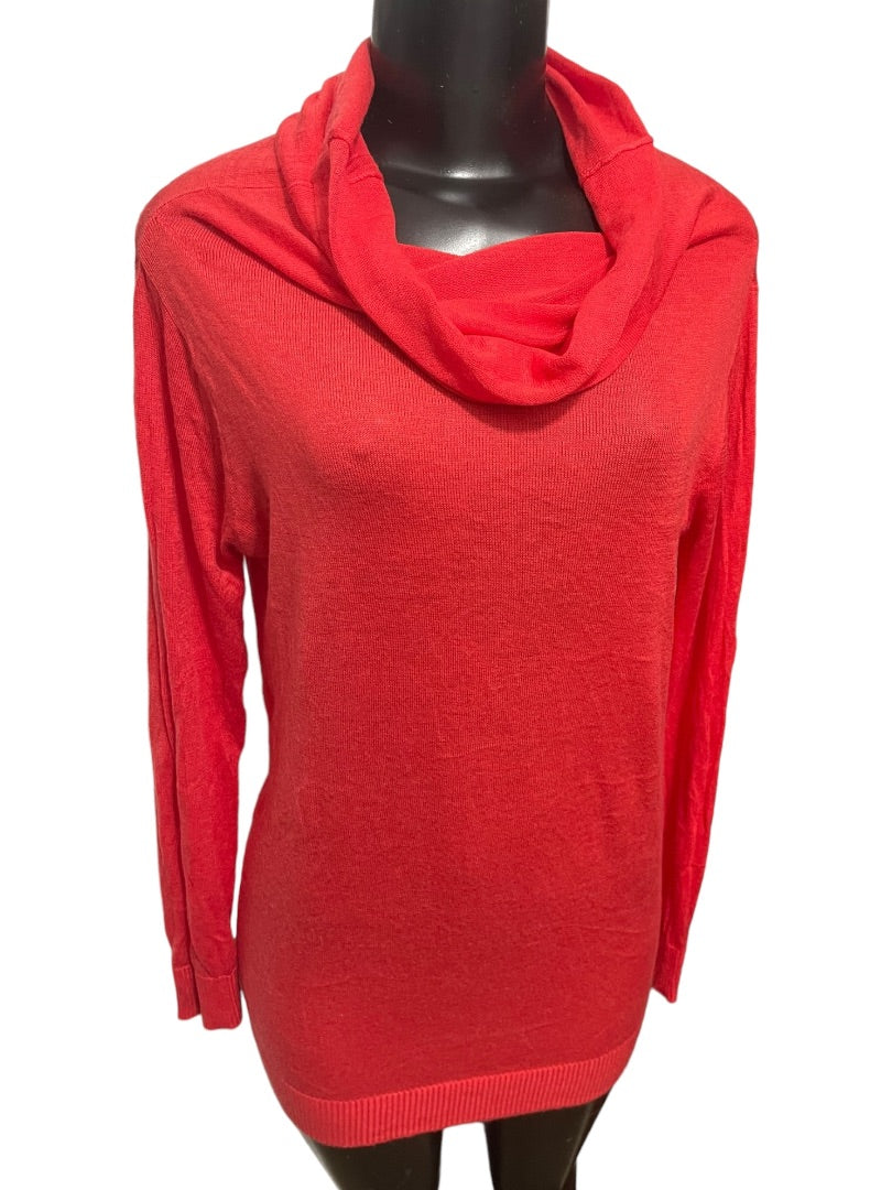 Medium Apostrophe Womens Light Red Long Sleeve Tunic Cowl Neck Sweater Lightweight