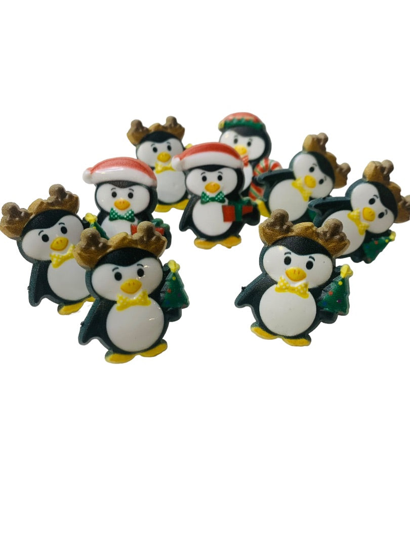 Lot of 9 Vintage 1980s CE Plastic Childrens Rings Cake Toppers Penguin Holiday Reindeer Christmas