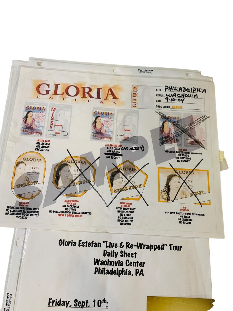 Gloria Estefan Concert Ephemera Backstage 2004 Schedule Live & Re-Wrapped Tour Wachovia Center