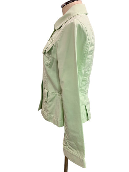 Size 8 Loft Womens Pastel Green Button Up Jacket 100% Cotton Fitted