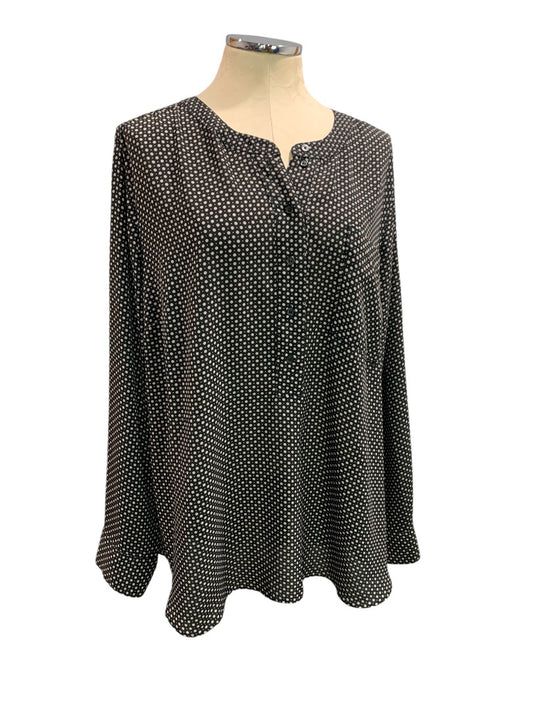 Size 22/24 Lane Bryant Womens Plus Size Popover Dot Print Blouse Shirt