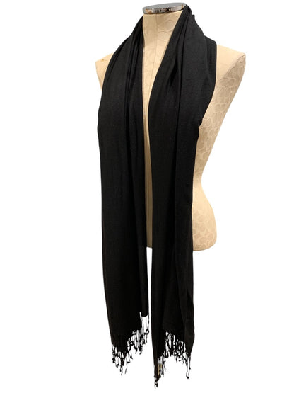 Bijoux Terner Black Faux Pashmina Fringed Wrap Shawl Scarf 90 x 34 Inches