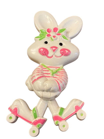 Avon Fragrance Glace Bunny Rabbit Roller Skates Pin 70's