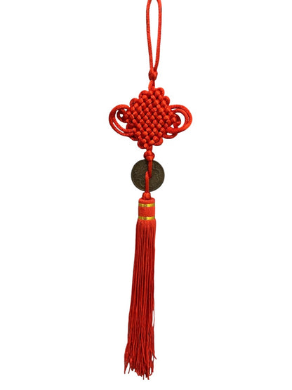 15 Inch Feng Shui Coin Red Chinese Knot for Wealth and Prosperity