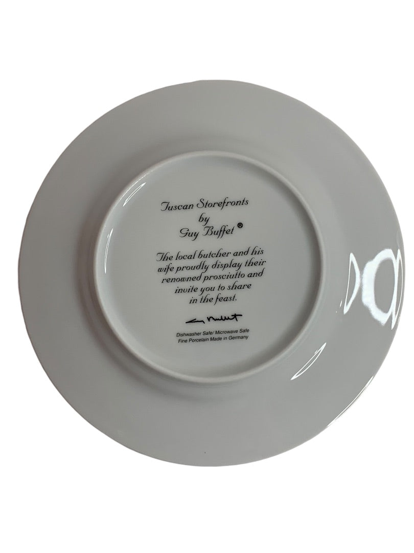 Guy Buffet Tuscan Storefronts Salad Plate Butcher Wife 8 Inch
