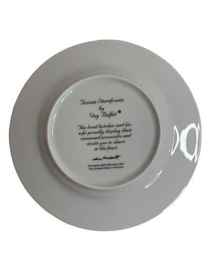 Guy Buffet Tuscan Storefronts Salad Plate Butcher Wife 8 Inch