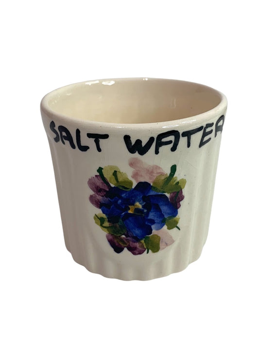 Vintage Salt Water Handpainted Ceramic Cup Flower 2.5 Inches