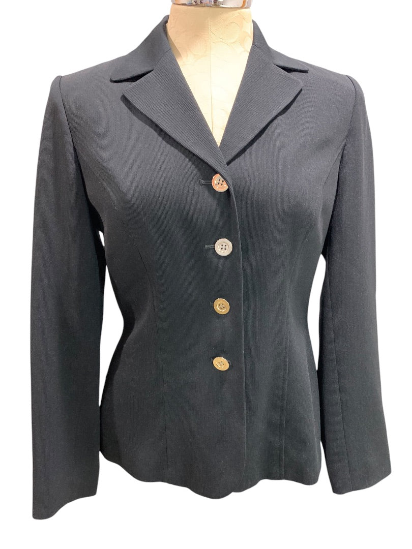 Size 6 Kasper for ASL Womens Suit Jacket Black Silvertone Buttons Blazer