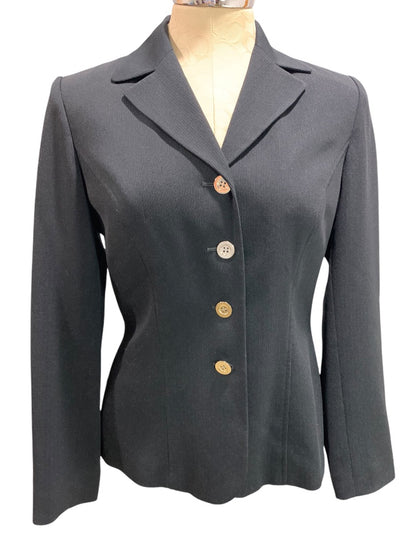 Size 6 Kasper for ASL Womens Suit Jacket Black Silvertone Buttons Blazer