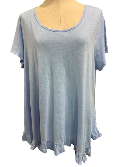 1X Cupio Woman Light Blue Swing Tshirt Ruffle Hem