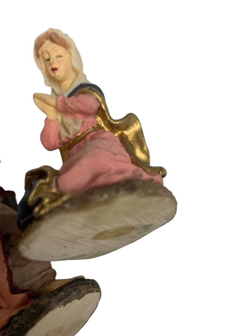 Nativity Resin Figurine Christmas Mary Kneeling Joseph 4 Inch